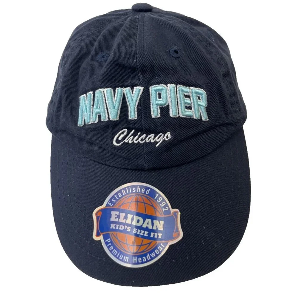 Navy Pier Chicago Embroidered Logo Hat Cap Elidan Kid's Size Fit Blue